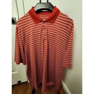 Under Armour Polo Red White Vertical Striped Size XL‎